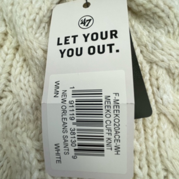 NWT Orleans Saints '47 Women's Meeko Cuffed Cream Knit Hat with Pom - Picture 3 of 4